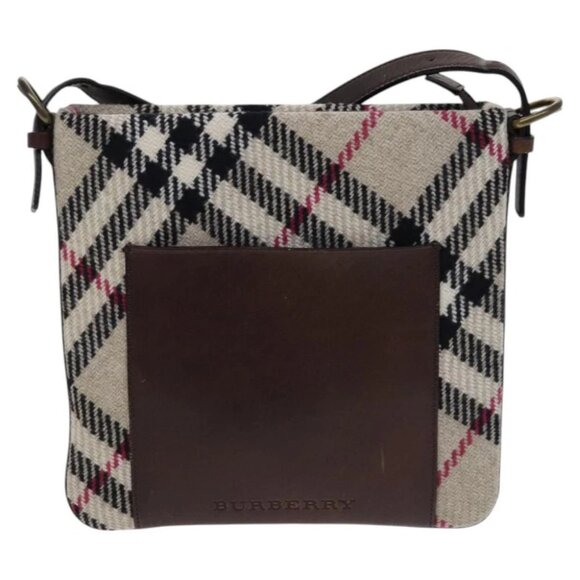 BURBERRY Nova Check Shoulder Bag Wool Beige - Picture 2 of 15